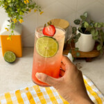 * Refreshing strawberry guava oolong tea served over ice